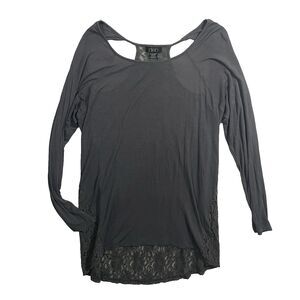 Y2K Deb Gray Grunge Whimsigoth Sheer Floral Lace Long Sleeve Blouse 2X